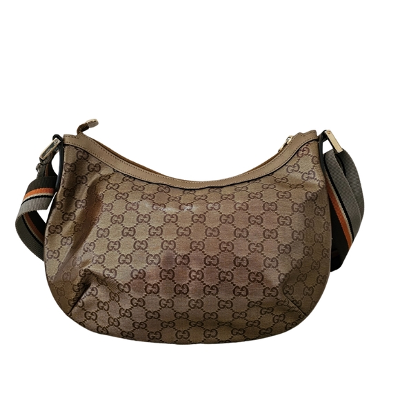 GUCCI GG CRYSTAL SHERRY LINE SHOULDER BAG GOLD BROWN ORANGE! - Picture 2 of 7